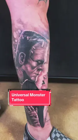 Cierra at Outer Limits Tattoo in Long Beach CA did this gorgeous Universal Monster tattoo of my dreams #tattoo #girltattoo #alttiktok #tattootiktok #processvideo #halloween #frankenstein 