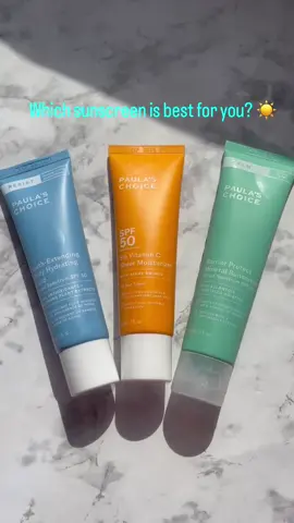 Paula’s Choice has a sunscreen for every skin types.  5% vitamin c sheer facial moisturizer spf 50 suitable for all skin types. This moisturizes, protects, and brightens the skin.  Resist youth extending daily hydrating fluid spf 50 is best for oily, normal, and combination skin. This is an oil free option that provides a satin matte finish.  Calm barrier protect mineral sunscreen spf 30 soothes and protects skin. @Paula’s Choice  #paulaschoice #sunscreen #skincare #skincareroutine #healthyliving #healthyskin #spf #myskinandme   