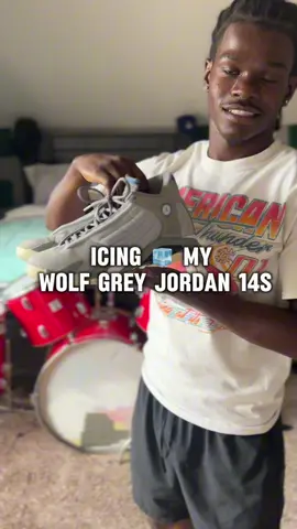 Icing my wolf grey Jordan 14s‼️🔥