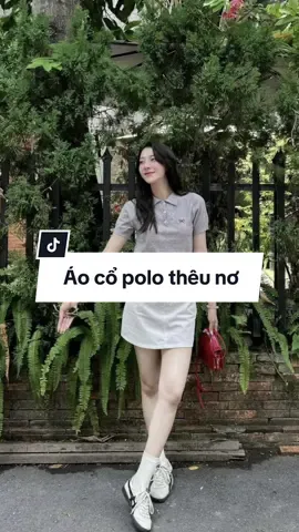 Áo len cộc cổ polo thêu nơ xinh xắn thời thượng❤️#xuhuong #trending #hottrend #macdepmoingay #phoidoxinh #setdoxinh #aothun #aoxinh 