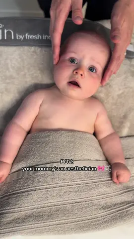 The cutest client we have EVER had. #babyfacial #babymassage #fyp #pov #aesthetician #babytok 