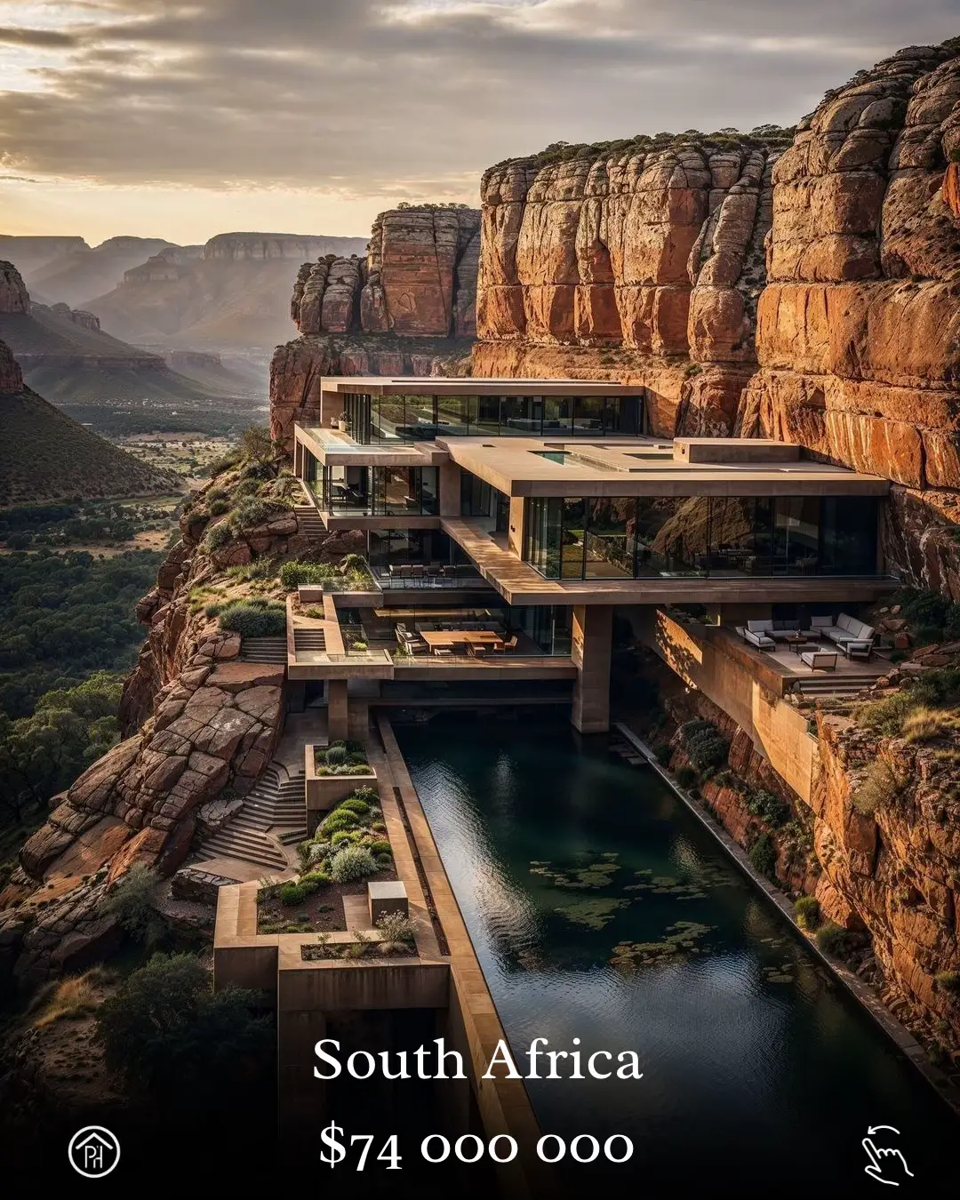 Ever dreamt of living on the edge of architectural brilliance, where rustic minimalist beauty meets contemporary elegance? Could this South African masterpiece be your next home? All credit to brainyblueprints (ig) #fyp #luxuryhomes #homedesign #viral 