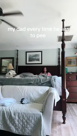 passes two bathrooms on his way outside 