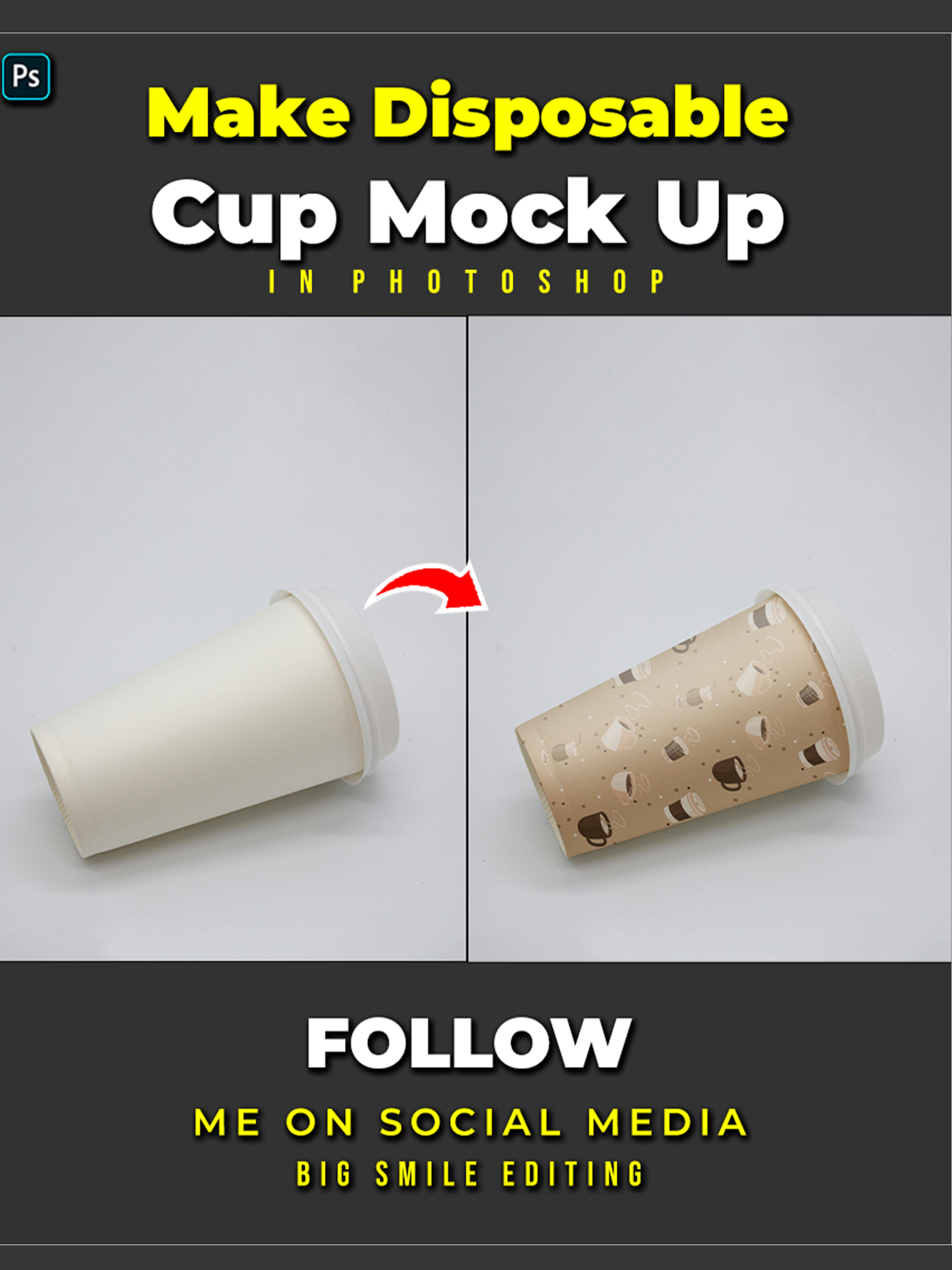 How to make disposable paper cup mock up in photoshop #photoshoptricks #tutorial#tutorials#designer#photoshop#photography#adobe#bigsmileediting