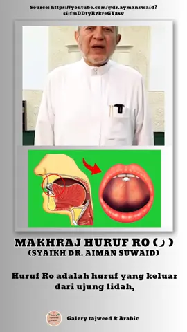 Penjelasan dan latihan pengucapan huruf Ro (ر) beserta kesalahannya_disertai gambar_DR.Aiman suwaid YouTube:  https://youtu.be/-LOoWQ7Uf6A WhatsApp: https://whatsapp.com/channel/0029Vaiganm60eBeKvhBHF2y Telegram: https://t.me/Galeriku17 Telegram : materi-materi bahasa Arab Dan diskusi هيا نتكلم العربية https://t.me/+2IR-6xSPNlpkNjM1 Riyadhatul lisan: https://t.me/Riyadhatullisan65 Instagram: https://www.instagram.com/galerytajweedarabic/?igshid=ZGUzMzM3NWJiOQ%3D%3D Tiktok: https://www.tiktok.com/@galery.tajweed.ar?_t=8o7ySbZOcZo&_r=1 Facebook: https://www.facebook.com/profile.php?id=100092533479596&mibextid=ZbWKwL pinterest:  https://pin.it/6Svyyj3k1 website: http://galerytajweedarabic.wordpress.com #makhrajhuruf #makhraj #makhrajhuruf #hurufro #makhrajhurufro #huruf_ro #makhraj_huruf_ro #ro #dr_aimansuwaid #DR_aimansuwaid #aiman_suwaid #aimansuwaid #bayniyyah #tawassuth #sifathuruf #tikrar #kesalahanpengucapanhuruf #takrir #tajwid #tajwiditumudah #belajartajwid #belajarmakhraj #tajweed #tajwiddarinol #iqro #belajarhuruf #hurufarab #aljazari #maribelajartajwid  #مخرج #مخارج_الحروف #مخارج #مخرج_الراء  #الراء #البينية #التكرير 