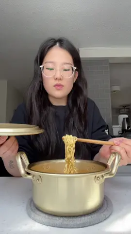 Nothing hits like Shin Ramyun in a gold aluminum pot.  #shin #ramyun #koreanfood #cookwithme #mukbang 