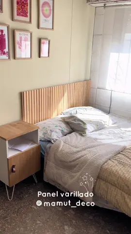 Hola! Acompañame en esta aventura colocando ✨panel varillado✨ en mi habitacion como respaldo de cama! Super facil la verdad, y me encanto el cambio. Los paneles son de @Mamut Deco , los mejores en el mercado!💗