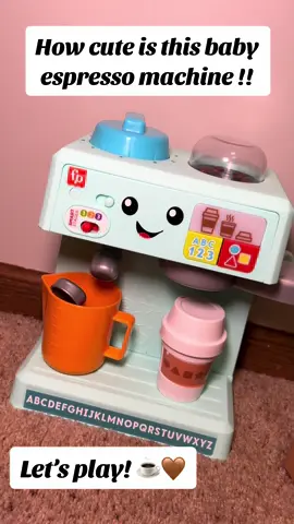 How cute is this baby espresso machine!? ☕️🤎 #fyp #foryou #foryoupage #coffee #babytoys #baby #fisherprice #espresso #MomsofTikTok #toys 
