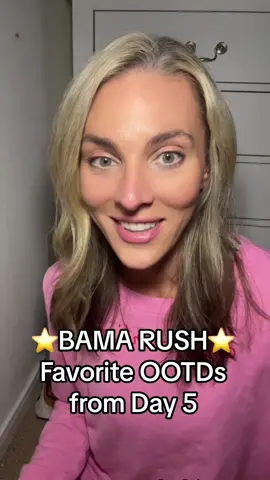 My favorite OOTDs from Bama Rush Day 5 and Sisterhood Day 1. Hope everyone had the best day!🩵 #bama #bamarush #rushtok #alabama #alabamarush #ua #sorority #sororityrecruitment #OOTD #outfits #fashion #sisterhood 