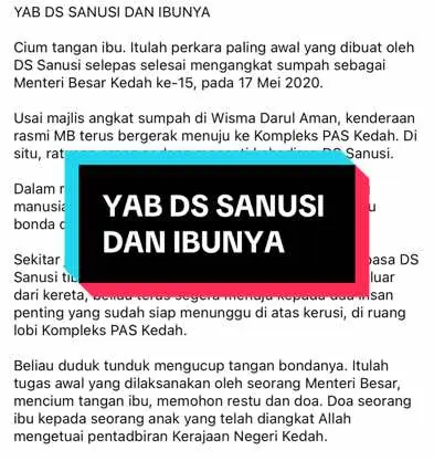 Kasih seorang anak bergelar MB!