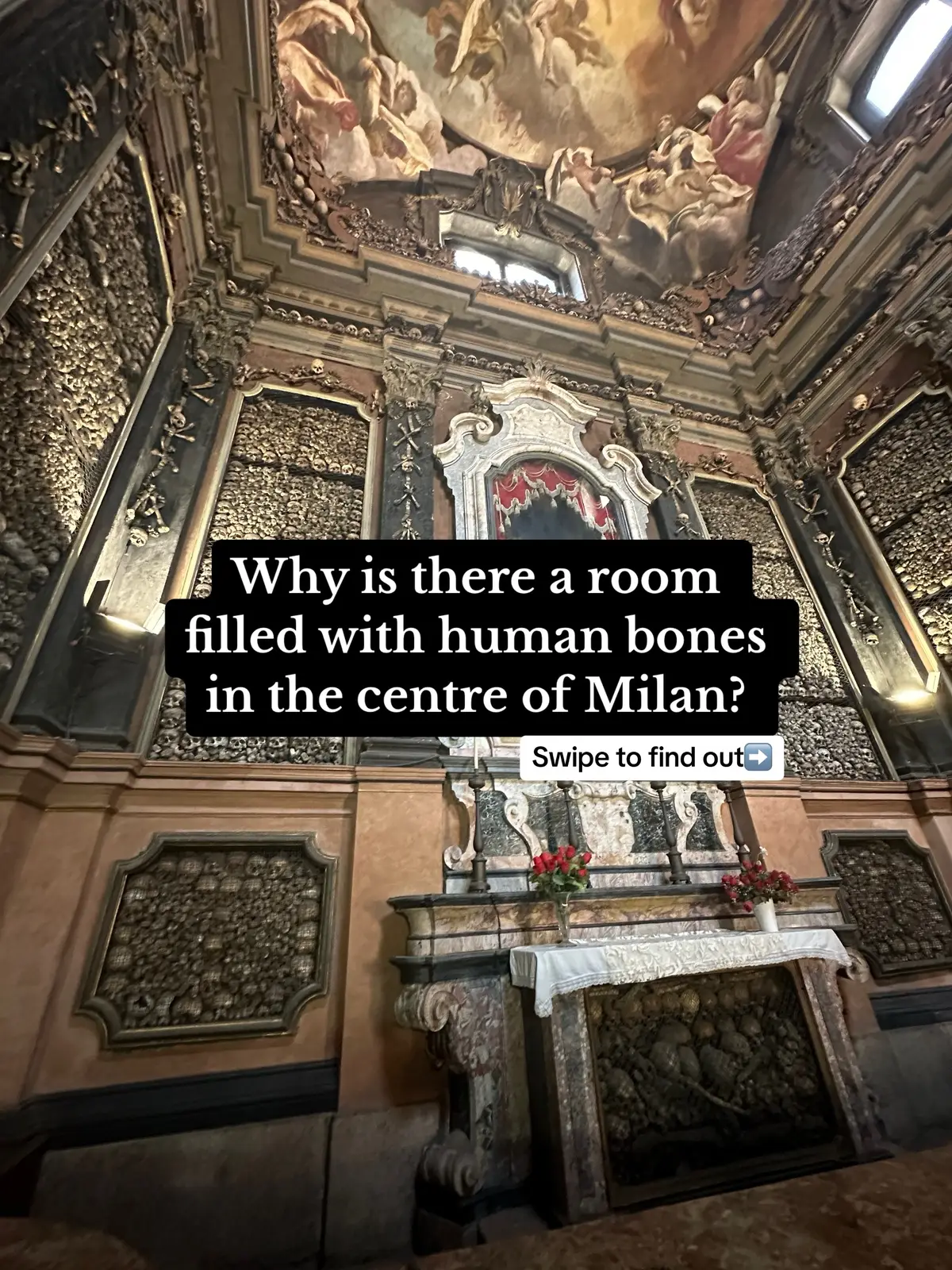 Would you visit? #fyp#trend#couples#explore#travel#history#milan#italy#visitmilan#visititaly#localhistories#ossuary#bonechurch#ourladyofsorrows 