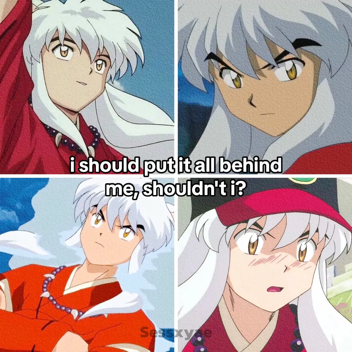 InuYasha es uno de los personajes que más sufrió en toda la obra, tanto de niño como de adulto, por eso me da risa esas personas que lo juzga y lo culpa por la muerte de Kikyo, incluso lo juzgan por no tener viva a su madre, ¿? WTF, ¿cuál sería la culpa de un niño tan pequeño que su madre muriera? ¿Qué culpa tendría InuYasha que la persona que fue 