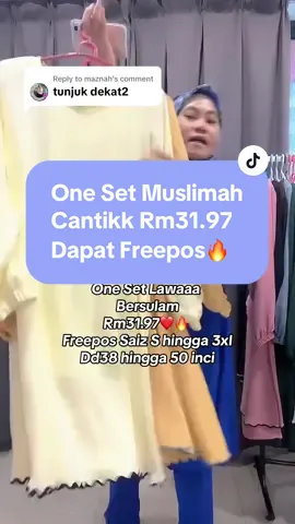 Replying to @maznah One Set Lawaaa Bersulam Rm31.97❤️🔥  Freepos Saiz S hingga 3xl Dd38 hingga 50 inci#muslimahOOTD #blouseironless #muslimahfashion #suit 