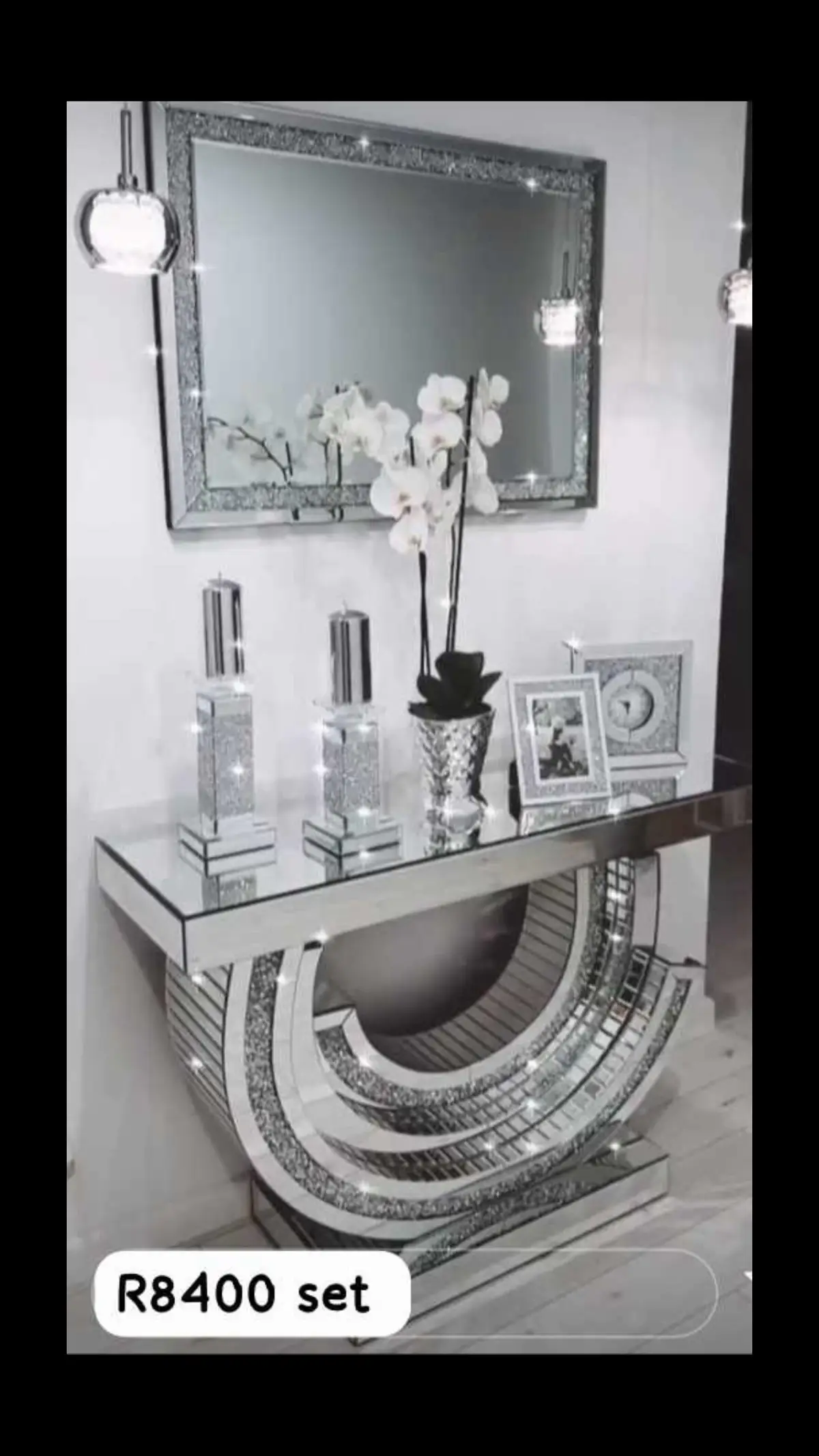 Contact 0684624444. Mirror and console table set R8400. #mirror #furniture #consoletable #homedecor 