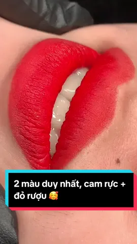 2 màu duy nhất, cam rực và đỏ rượu, môi gốc k thâm nhé cả nhà😍😍#hathuphunxam #mucphunxam7time #lamdep #xuhuong #trending 