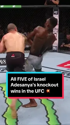 All FIVE of Israel Adesanya's knockout wins in the UFC 💥 #UFC305 | Saturday | LIVE on TNT Sports 1 and discovery+ #UFC #mma #martialarts #ko #knockout #adesanya #fight #israeladesanya #dricusduplessis