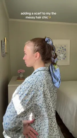 needs practice but i love a scarf in the hair look 🦋 #silkscarf #hairstyle #hairtok #scarfhairstyles #pinterestaesthetic scarf hairstyle | scarf braid tutorial | how to wear a scarf in your hair | scarf messy bun 