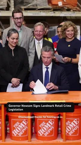 Repost from @cagovernor • thanks for hosting us, @homedepot ✍🏼 - Stronger enforcement. Serious penalties. Steep consequences. Governor @GavinNewsom just signed the most significant package of legislation to crack down on property crime in modern California history. 