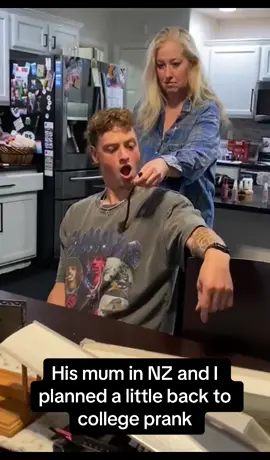 Back to college prank! He’s been growing this “tail” out for a year and his mom is in New Zealand and always wants him to cut it! Auntie Pam Prankster! #prank #newzealand #rugby 