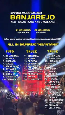 daftar sound system karnaval Banjarejo Ngantang malang 2024 #daftarsoundsystem #ceksoundhoreg #soundhoregjatim #soundhoregblitar #soundhoregmalang #soundsystemindonesia #soundsystemblitar #soundsystembattle #soundsystemjatim #karnavalsound #karnavalsoundhoreg #karnavalhoreg #karnavalmalang #horegggg 