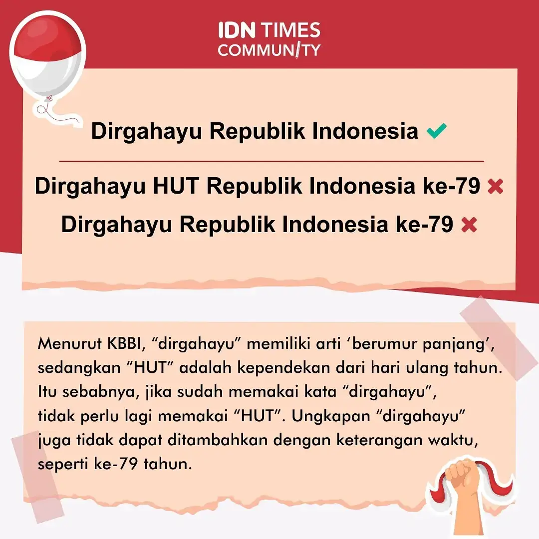 Menggunakan Bahasa Indonesia merupakan salah satu perwujudan bangga menjadi rakyat Indonesia. Dirgahayu Republik Indonesia! ✊🏻 #idntimes #idntimesnews #tiktoknews #tiktokberita #hutri79 #17agustus #dirgahayurepublikindonesia 