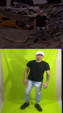 Quando você percebe o prédio lá atrás, ele já caiu. . . . . #chromakey #blender3D #blender #viral #fyp #foryou #cgi #vfx 