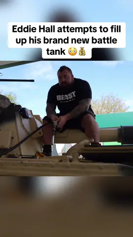 Eddie Hall attempts to fill up his brand new battle tank in 2024 😳💰 insane cost #eddiehall #eddiehallbeast #wsm #strongman #tank #battletank #petrol #gasstation #foryou #fyp #viral 
