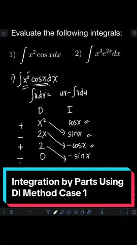 Integration by Parts Using DI Method Case 1 #fyp #enginerdmath #engineering #math #integrals #calculus #ibp #dimethod 