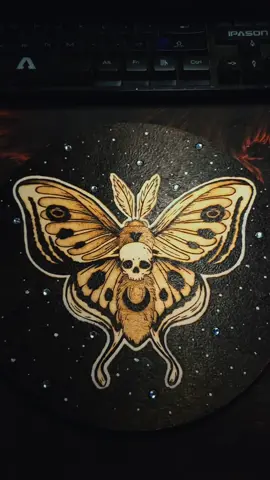 I had to get this done tonight. I just wanna say thank you for everyone who drops by when I'm live, I appreciate all the support!  #woodburning #pyrography #moth #spooky #art #fyp #afoxinthegarden 