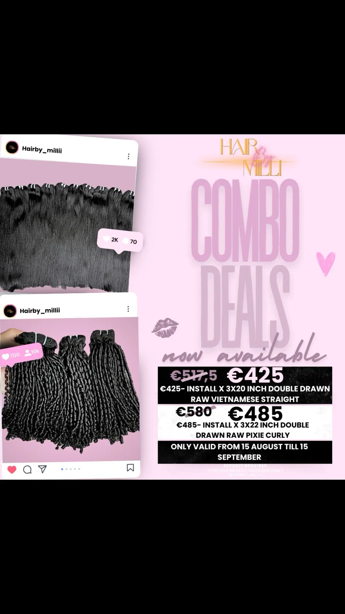 Are you tired of having to look for bundles before your hair appointment? Well you don’t have to look any further because I GOT YOU!  Click the link in bio and treat yourself to this combo deal which includes ANY sew in install of choice ( Sidepart, Middlepart, Versatile, 2/3Part and a Flip-Over sew in) with HAIR AND STYLING INCLUDED😍!  I KNOW that sounds AMAZING right?!🥹🥰 This exclusive Combo deal is only valid from 15 August till 15 September!  See you soon loves🤍! #fy #fyp #foryou #voorkom #weave #ponytail #middlepartsewin #weavetutorial #sewintutorial #blackgirlhairstyles #blackgirlhairstyle #rawhair 