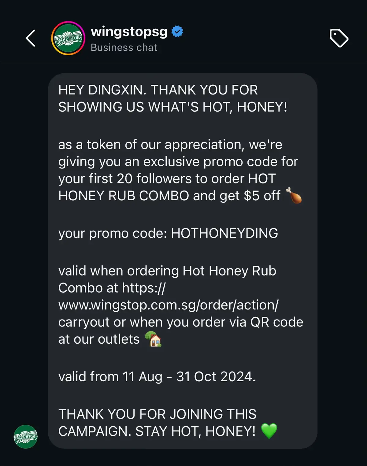 THAT'S HOT HONEY RUB🍗 @wingstopsingapore  Use my code 