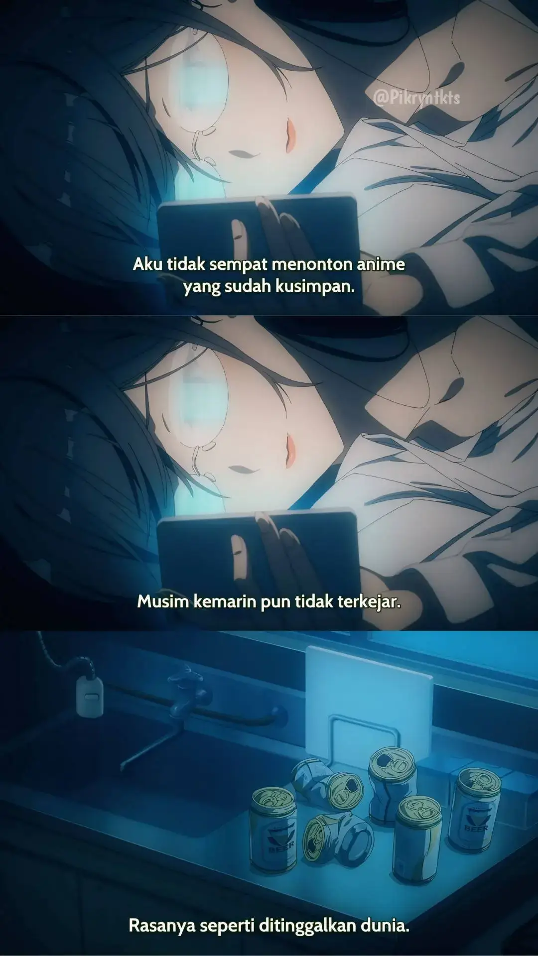 Dulu, sehari bisa belasan episode. Sekarang, nonton satu episode saja harus nunggu ada waktu☝😔 #anime #25jigennoririsa #quotesanime #fypシ #xyzbca 