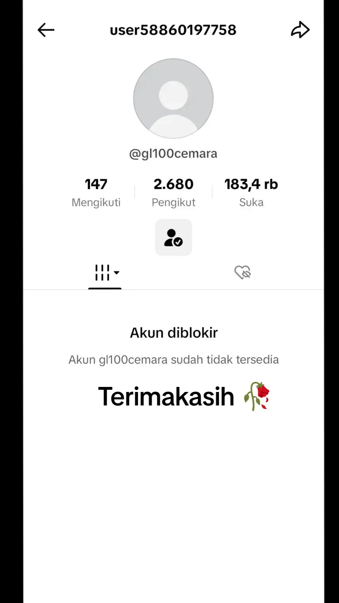 masih gak nyangka akun yg telah lama aku buat banyak kenangannya 😭 gak bisa kembali sekarang mulai 0 semangat ngonten lagi 🥀 #fyp #gl100cemara #gl100cemarakebanned 