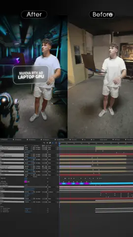 Before/After 9GAG x AORUS 🚀 My latest project for @9gag x @aorus_official was a lot of fun to create.🔥 The idea was to showcase the AI laptop’s features in a futuristic way. Let me know what you think of the edit!🎥 Directing, Editing & VFX: @keanu.visuals DOP & Camera: @claudiu_dop  CGI: @lenny_motion  #augmentedreality #filmmakersworld #filmmakerslife #keanuvisuals #filmmaking #vfx #editing #editingskills #ai #aigaming #gaminglaptop 