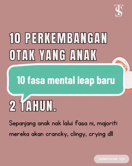 Ini antara perkara yang anak kita lalui. Sebab tu sesetengah anak akan lebih crying clingy crancky. Pada waktu anak mental leap dan tunjuk ragam ni .  Peluk lah anak dan bantulah anak untuk bertenang . Memang ibuayah akan rasa penat tapi saling bekerjasamalah antara ibu dan ayah untuk urus anak .  #newbornbabycryandsleep #sleeptrainingcounselor #mentalleap