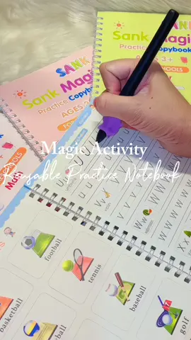 Prepare your kids to school. Get your kids this sank magic practice notebook, re-usable and very affordable. #sankmagicbook #practicebook #tracingnotebook #kidswritingactivities 