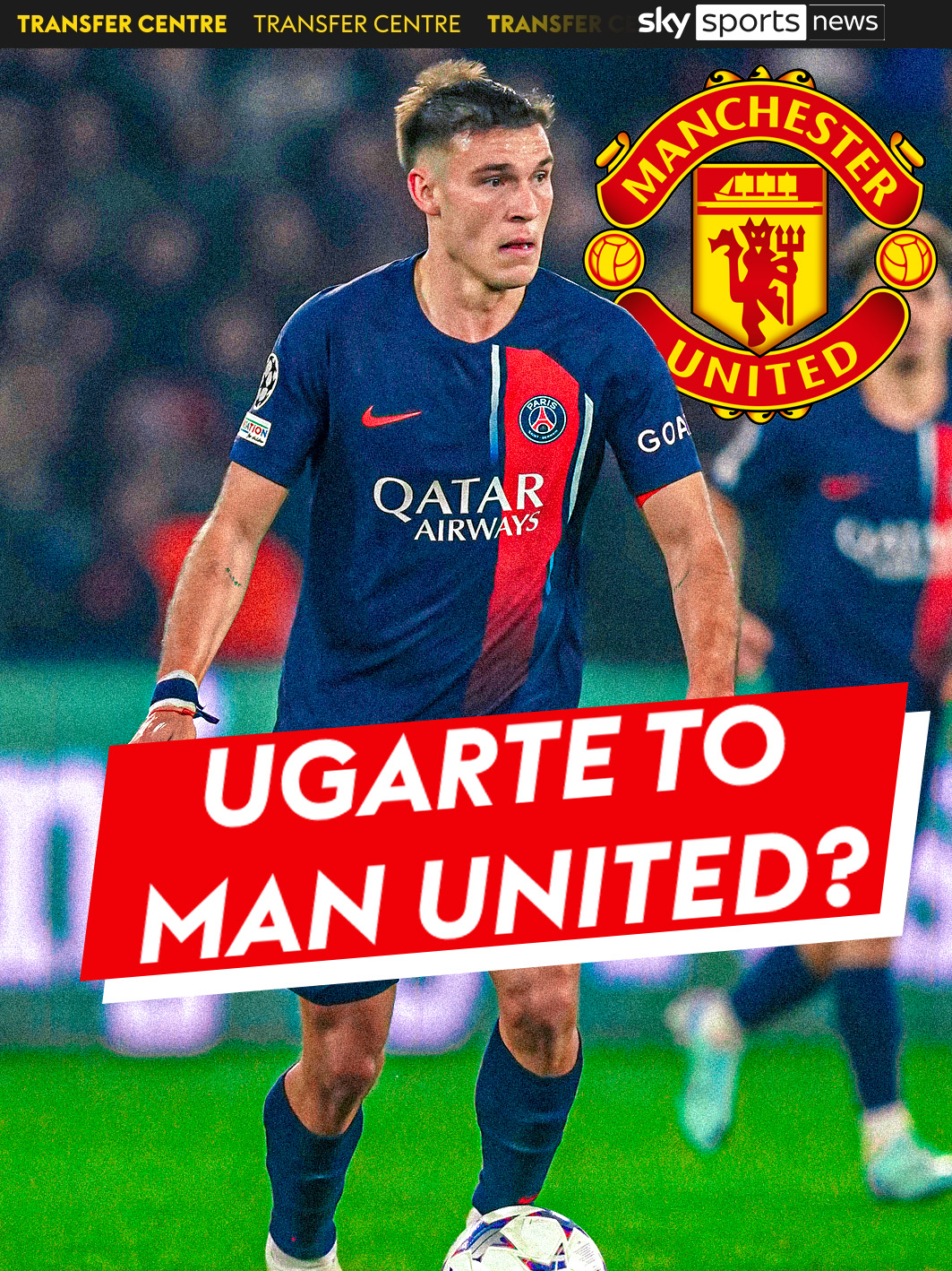 📝 Man Utd are exploring both a permanent deal and a loan with an obligation to buy for PSG midfielder Manuel Ugarte 🔴⚫️ #skysports #skysportsnews #manunited #PSG