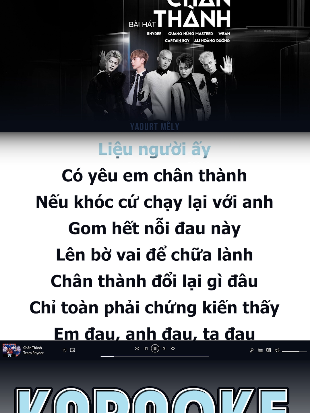 Chân thành #karaoke #chanthanh #yaourtmely