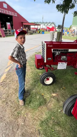 Love how this mini @InternationalHavester set were built Jackson was enthralled for sure @Indiana State Fair #justajacksonthing #jacksonfarmer #fam #roadtrip #farmtok #tractor 