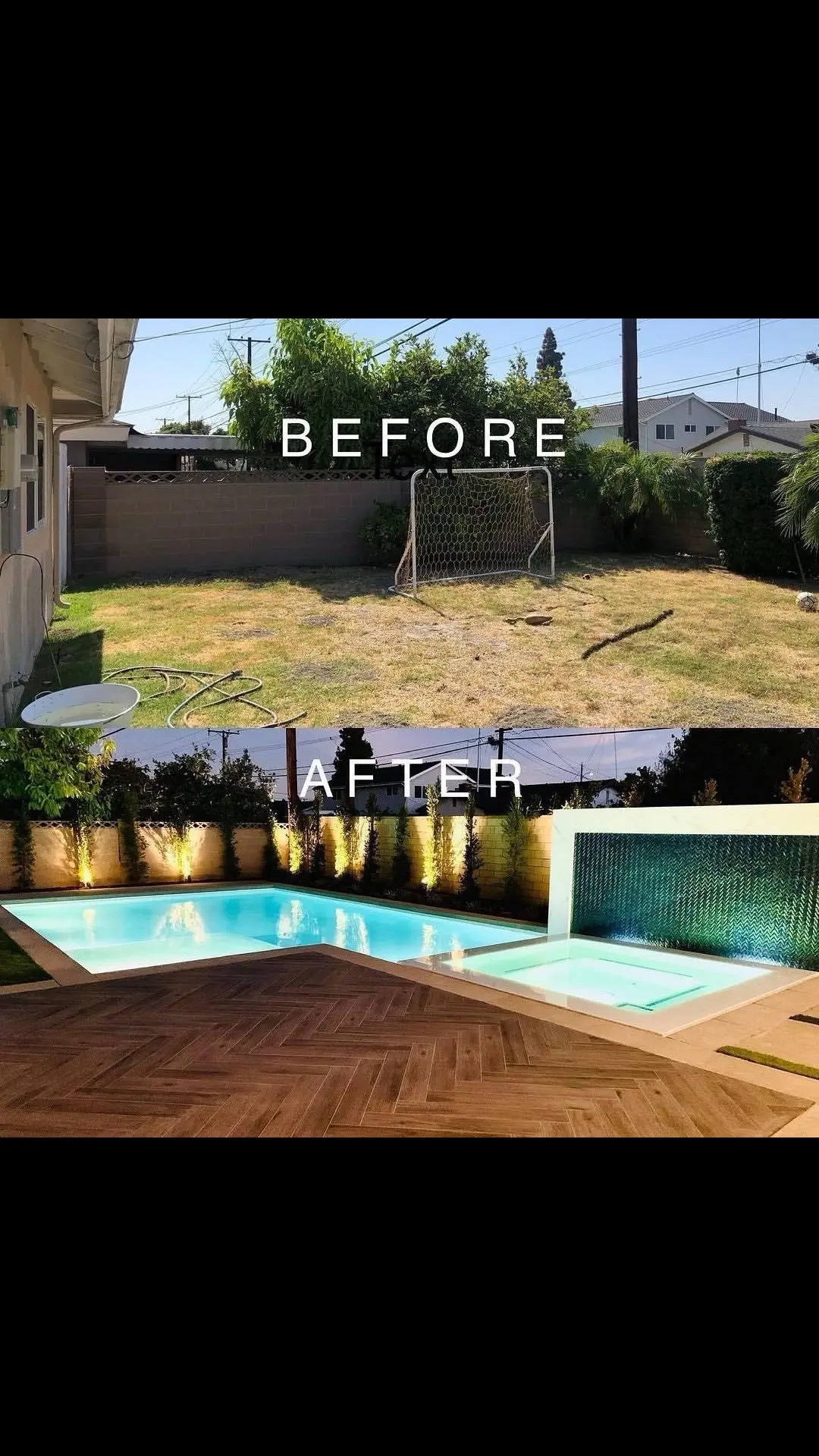 Before and after of a backyard pool project. Haters will say its a different house. #creatorsearchinsights 