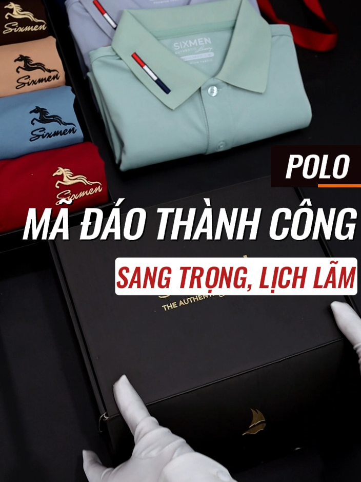 Chất vải dày dặn, hình thêu sắc nét - Món quà tặng đàn ông ý nghĩa hơn với Polo Mã Đáo Thành Công #viral #shirt #polo #sixmen #giftformen