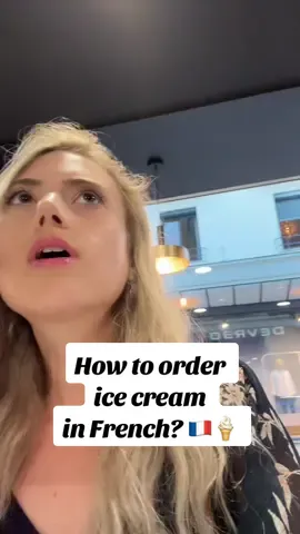 How to order an ice cream in French? 🍦🇫🇷 Come with me to buy an ice cream in France!  🇫🇷 Bonjour / Bonsoir, je vais prendre deux / trois boules de glace en cornet / en pot - *chocolat et pistache* s’il vous plaît. Je peux vous régler par carte?  Merci, bonne journée / bonne soirée! 🇬🇧 Hello / Good evening, I’ll have two / three scoops of ice cream in a cone / in a cup - *chocolate and pistachio*. Can I pay by card? Thank you, have a nice day / have a nice evening! Vocabulary:  🍨 une boule ~ a scoop 🍦 un cornet ~ a cone 🍧 un pot ~ a cup Thank you for watching!  Adeline #learnfrench #speakfrench #français #french #icecream #frenchfood #frenchwords #frenchvocabulary #languagelearning