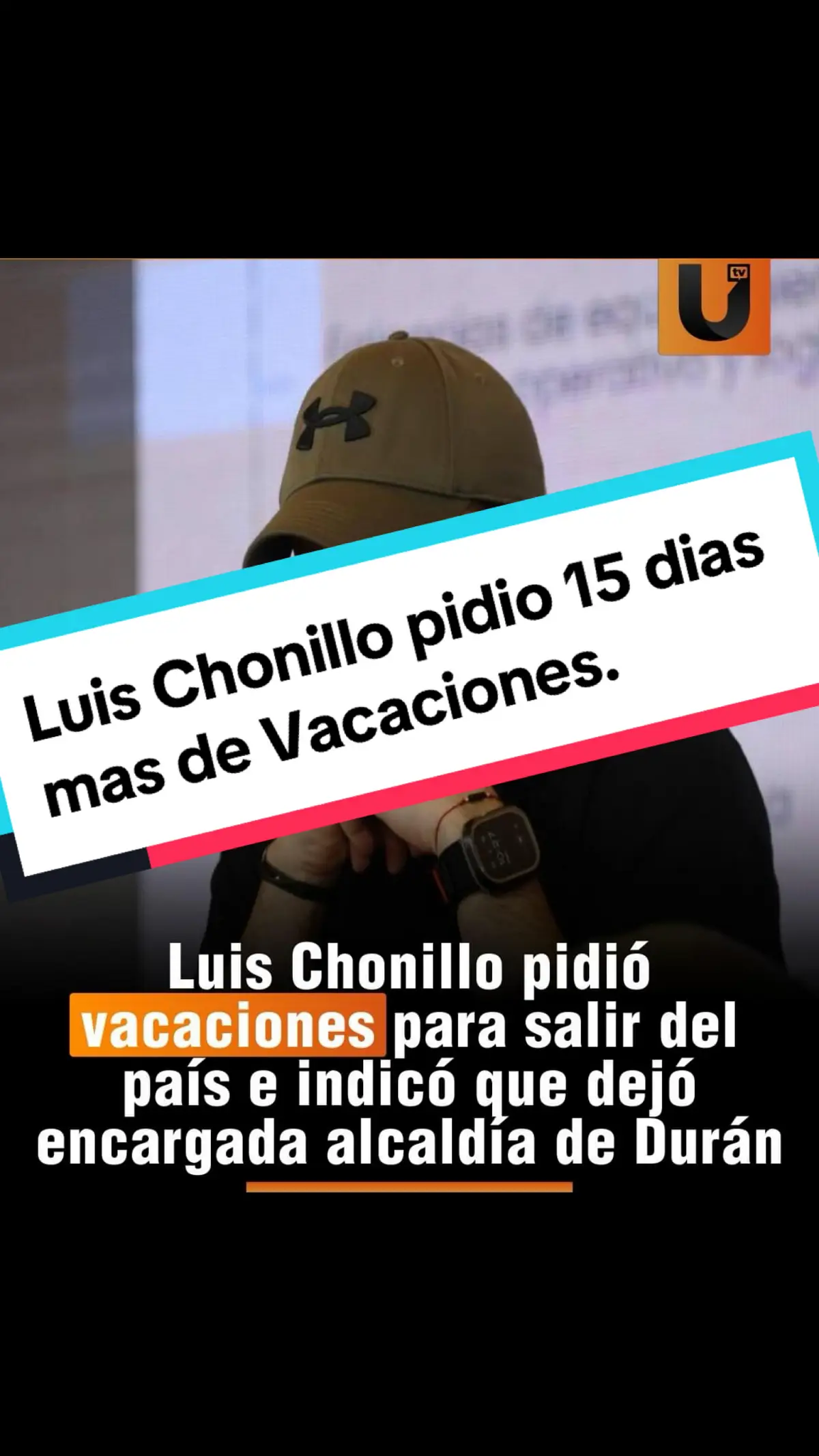 🔴#LuisChonillo pidió vacaciones para salir del país e indicó que dejó encargada la alcaldía de #Durán El alcalde de Durán Luis Chonillo comunicó que pidió 15 días de vacaciones para viajar fuera de Ecuador, con el fin de salvaguardar su vida tras los operativos en los que se capturaron a 23 personas vinculadas con el grupo terrorista Chone Killer, en los que estaban funcionarios municipales. 