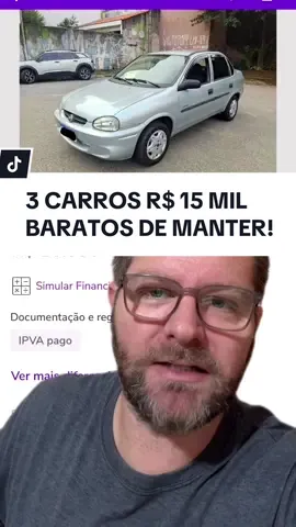 3 opções de carros na faixa dos R$ 15 mil, baratos de manter e bons custo benefício para você que não pode gastar muito com manutenção. Gostou de algum? #lucasfaccina #instagram #tiktok #carros 