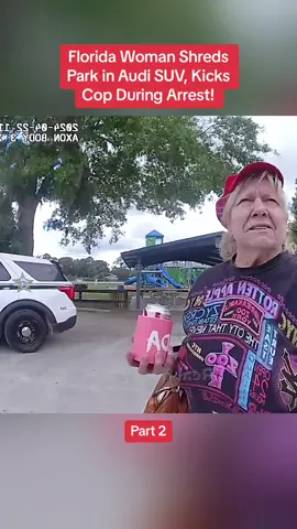 Florida Woman Shreds Park in Audi SUV, Kicks Cop During Arrest! #cops #police #viral #crimestories #crime #CapCut 