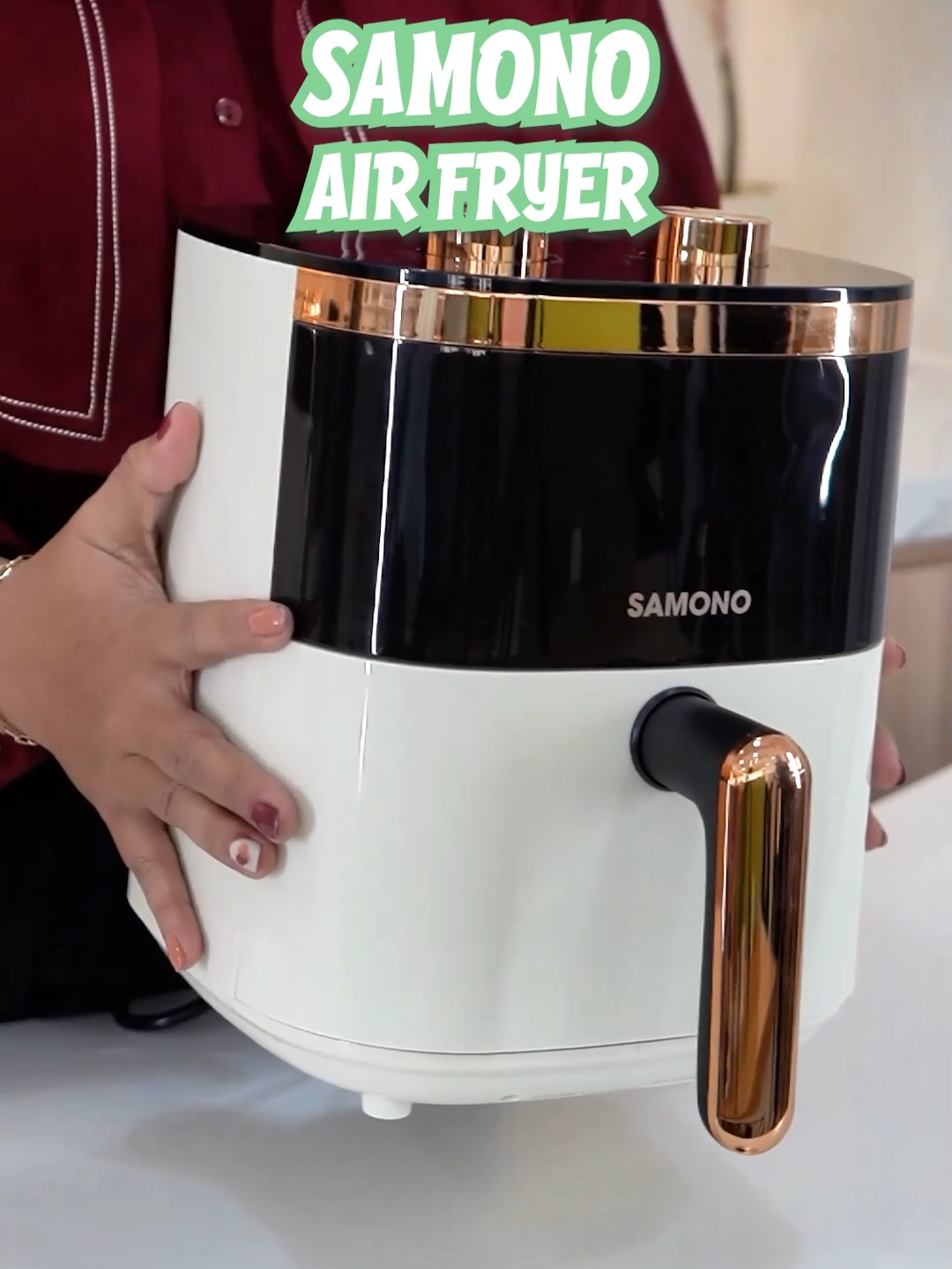 Air Fryer dengan kapasitas 4L dapat memanggang 1 ekor ayam loh. Low watt dan mudah di gunakan, Yuk di CO! #samono #samonoindonesia #airfryer