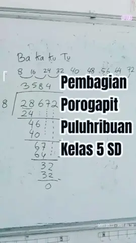 Pembagian porogapit puluhribuan untuk kelas 5 SD. Cukup latihan soal 1 hari 1 soal, InsyaAllah semua pasti bisa yang namanya pembagian  #pembagianporogapit  #pembagiabpuluhribuan  #pembagiankelas5sd  #belajarpembagian 