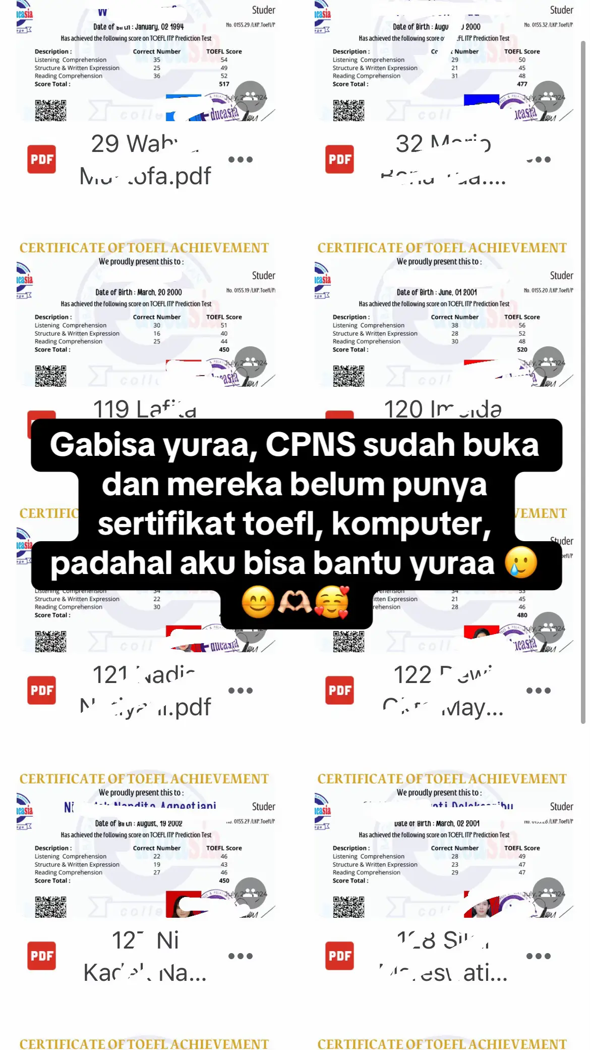 Jangan sampai keduluan sm teman” yg lain, yg lain udh punyaa , kamu belum , jangn yaa dek yaaa🤏😊🤪 #sertifikatkomputer #toeflpreparation #cpns2024 