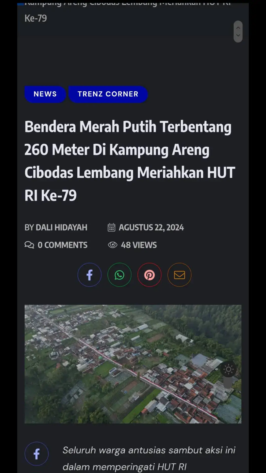 bendera sepanjang 260 meter yang terbentang di wilayah kampung areng cibodas lembang dalam rangka memeriahkan Hut RI ke 79 https://trenzindonesia.com/news/bendera-merah-putih-terbentang-260-meter-di-kampung-areng-cibodas-lembang-meriahkan-hut-ri-ke-79/?fbclid=PAZXh0bgNhZW0CMTEAAaYkx5yFKaqEY3QVlafgQecgWd709F5LEJr_fuGwz2AOURqXfg4vz_IbniU_aem_b_38-KdCAHFB2SEd8T1vLQ #fyp #bandung #hutri #kartun07 #dirgahayuindonesia #karangtarunaindonesia #benderamerahputih #benderaterpanjang 