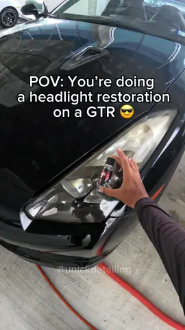 My POV as a mobile detailer in Miami doing a headlight restoration to this beautiful GTR😎🔥 #gtr #cardetailing #autodetailing #mobiledetailing #detailingworldofficial #pov 